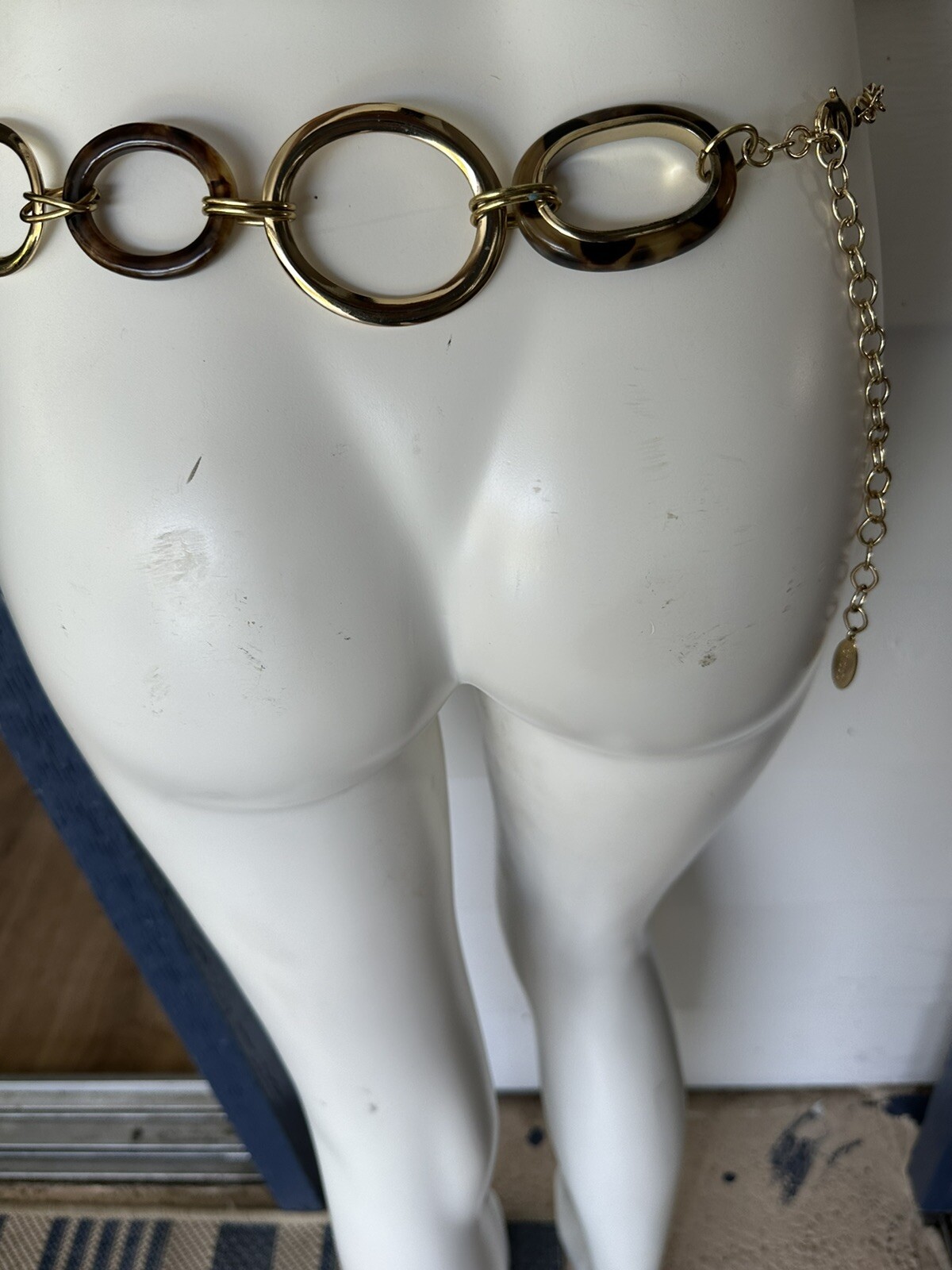 Chico's Leopard Print Chain Belt, Gold Metal, Chain L… Gem