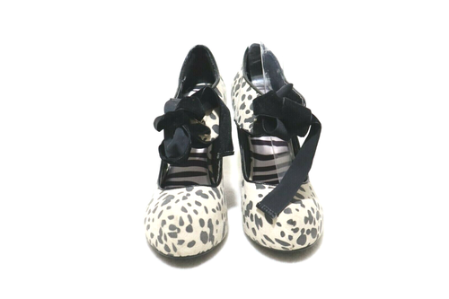 Size 7 Womens Mary Jane Animal Print Large Velvet Lace Up Platform Block RRP $90 - Picture 2 of 7