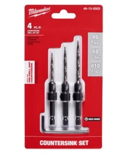 Milwaukee High Speed Steel Drill & Countersink Set Quick-Change Hex Shank 3 pc