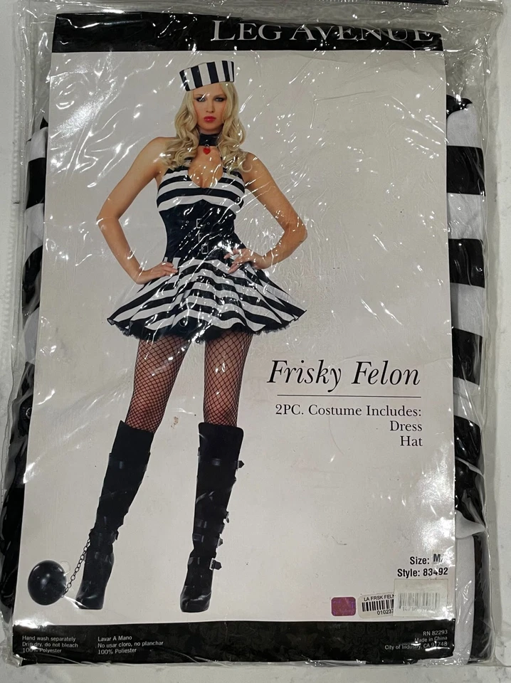 Leg Avenue Halloween Costume WITH Hat (Frisky Felon), Size (M/L), BRAND NEW - Image 2 of 4