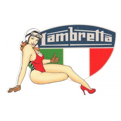 Lambretta right pin up right laminated vinyl sticker