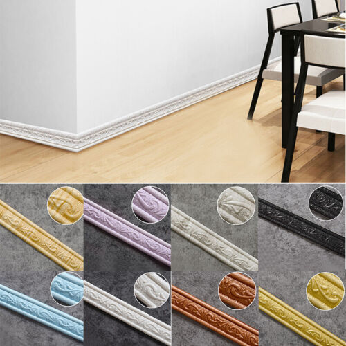 3D Decke Streifen Schaum Sockelleiste Wandaufkleber Taille Line Tapete Deko E - Bild 1 von 20