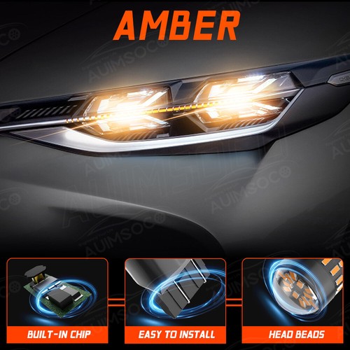 For RAM 1500 2500 2019-2022 7443 LED Front Turn Signal Bulbs Amber Super Bright - Picture 9 of 14