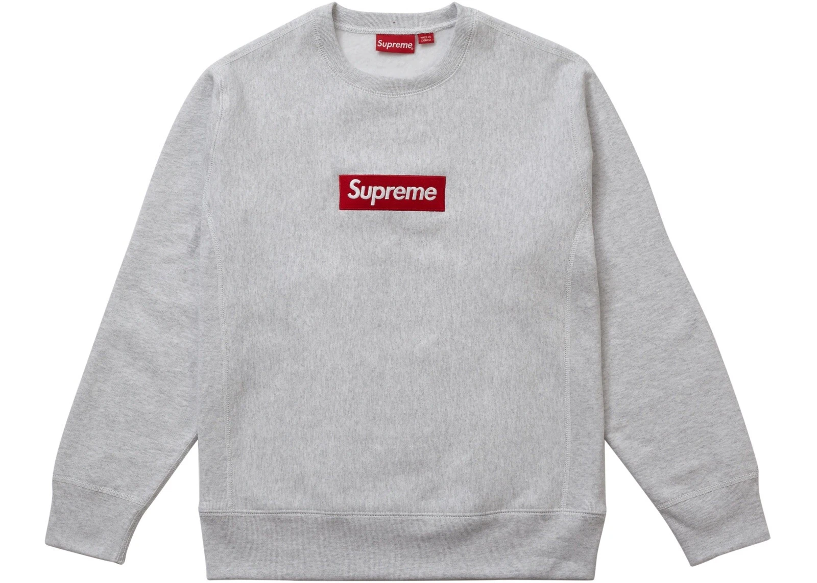 Sweat shirt Supreme FW18 Box Logo Crewneck Gris Cendres Rouge Bogo XL DS Rare
