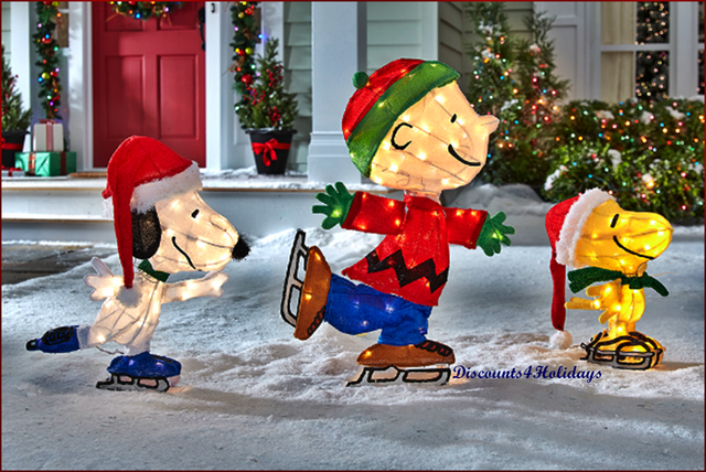 60" Outdoor Lighted Peanuts Gang Ice Skating Christmas