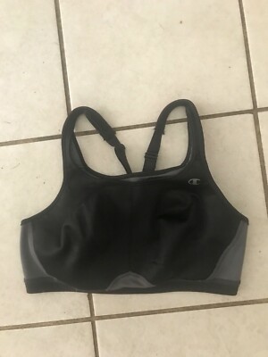 ladies champion athletes bra/top gr/red/bl good for runners.Lg tight fit bc or D