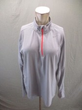 NIKE DRI-FIT Size M Mens Gray 1/2 Zip Stand Collar Running Athletic Pullover 141