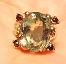 Natural Green Amethyst 925 Sterling Silver Ring Size 9