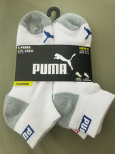 New Mens Puma 6 Pair Quarter Crew Athletic Socks.