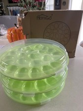 3PCS Deviled Egg Platter and Carrier With Lid 66Egg Slots for Party Home Kitchen