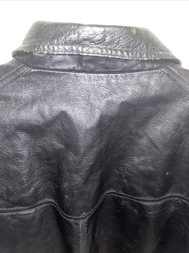 Members Only Full Zip Coat Mens Size Large Heavy Black Leather Pockets Vintage - Picture 9 of 12