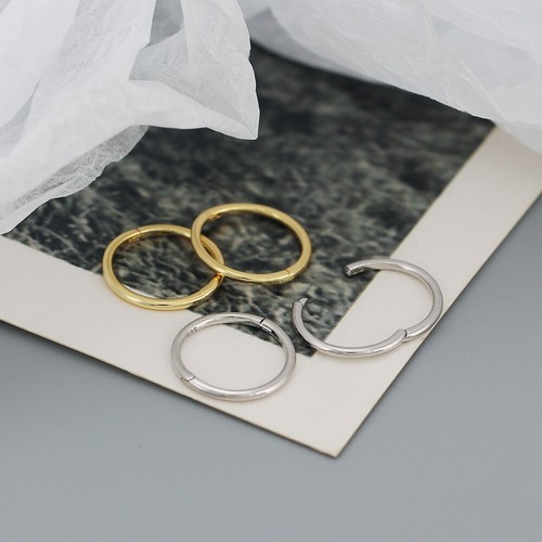 9ct Yellow Gold on Silver 14.5mm Hinged Sleeper Hoop Earrings - Picture 5 of 7