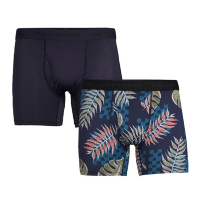 Pair of Thieves SUPERFIT 2-Pack Adult Mens Boxer Briefs Blue Small 5'' Inseam