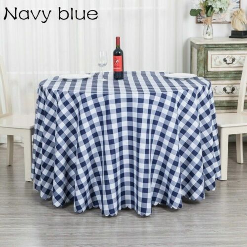 Checked Round Tablecloth Dustproof Wedding Dinning Table Cover Polyester Country - Picture 9 of 20