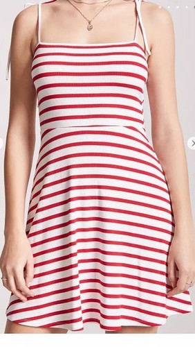 White Stripe Self Tie Cami Dress 