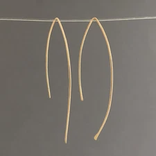 Hammered Wire Wishbone Threader Earrings Gold Fill, Rose Gold Fill or Silver