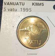 1995 Vanuatu 5 Vatu Nickel-Brass Coin BU
