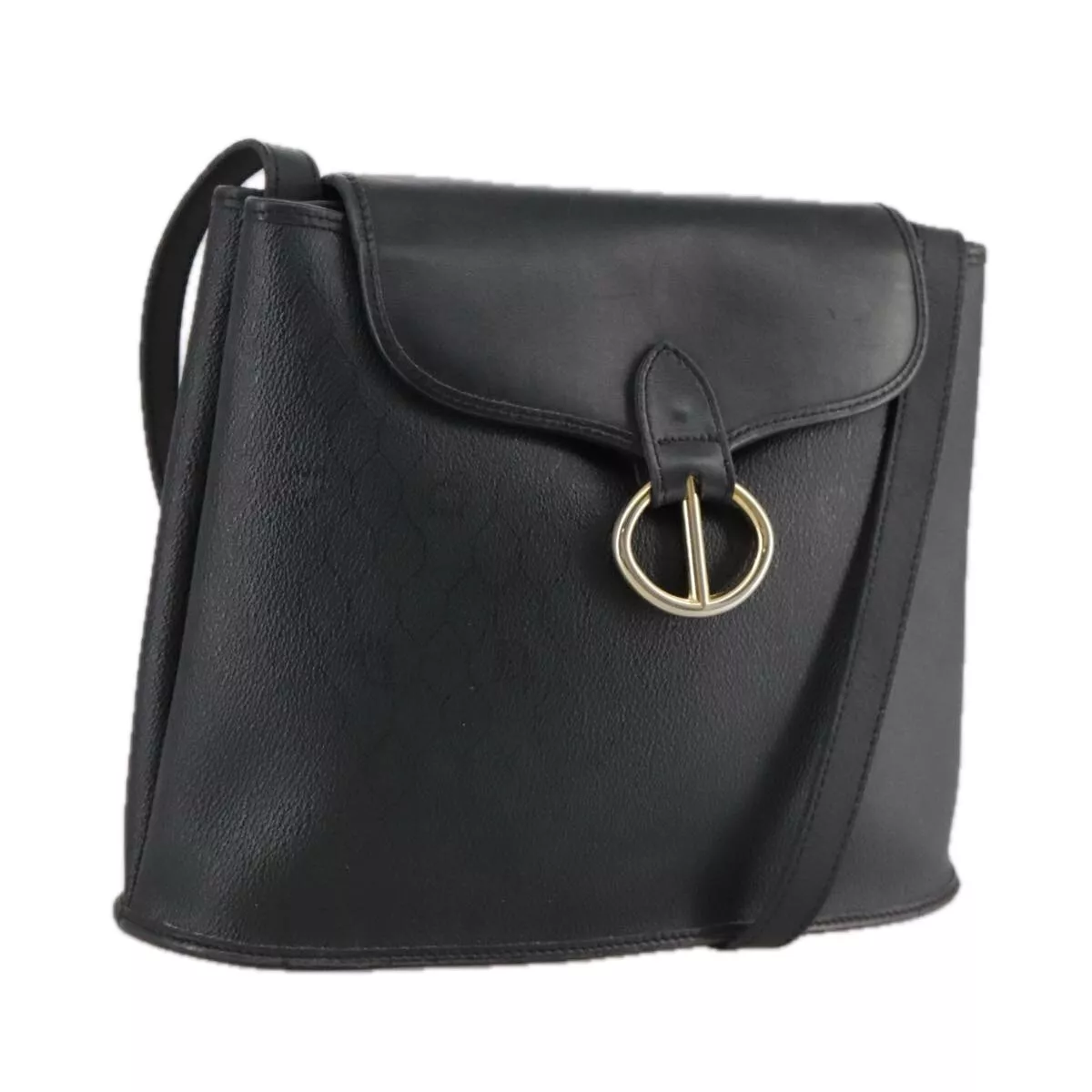 Christian Dior sac à bandoulière toile nid d'abeille PVC cuir noir or authentique 109067