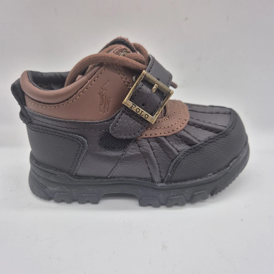 Botas Polo Ralph Lauren Infantil Tamanho 4 Pomba Preto Chocolate Sapatos  - Imagem 4 de 4