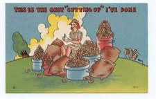 Woman Military Pealing Potatoes Comic Art Humor Postcard