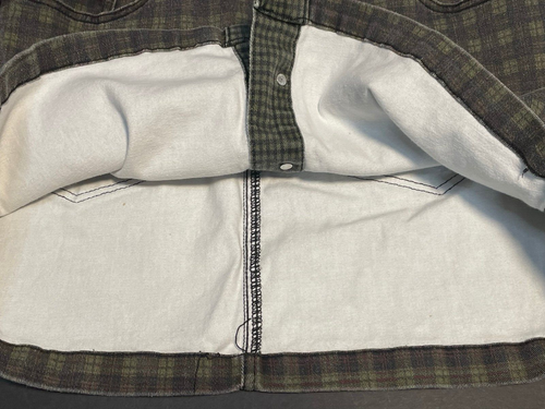 Rocks & Indigo denim button up skirt womens 14 / 31 striped checkered gray green - Picture 6 of 9
