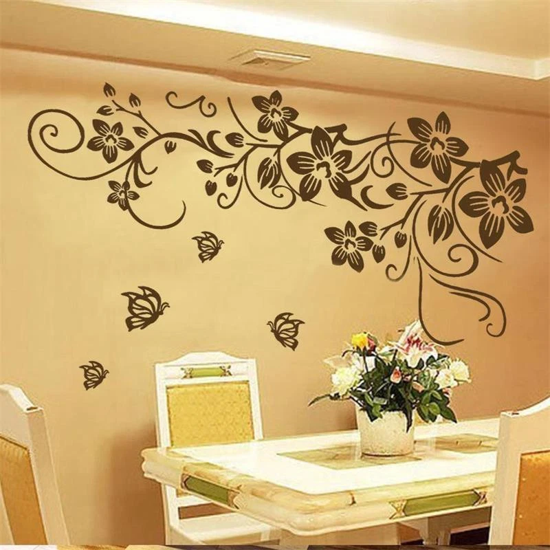 Blumen Wandsticker Natur Schmetterling Wandtattoo WandAufkleber Sticker Folie - Bild 2 von 3