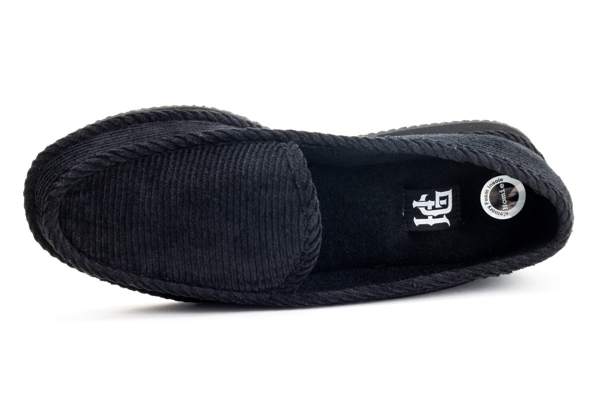 VENTANA Men’s Slippers Corduroy House Shoes | Mens Bedroom Slip On Moccasin Black For Men With Non Slip Indoor Outdoor Comfy Warm