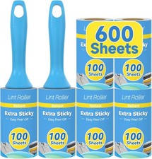 600 Sheets Extra Sticky Lint Rollers for Pet Hair, Easy Spiral Tear Lint Roller