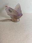 Fenton Art Glass Pink/Rose Iridescent Butterfly Figurine Flower Base