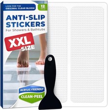 12 XXL Anti-Slip Shower Stickers White Non-Slip Bath Tub Strips Safety Grip Pads
