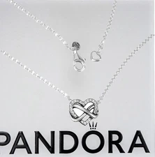 NEW 100% Authentic PANDORA 925 Ale Sparkling Infinity Heart Necklace 392666C01