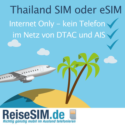 Prepaid Internet SIM-Karte oder eSIM für die Thailand  mit 3-20 GB für 30 Tage