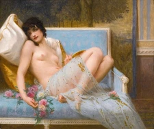 canvas art print giclée or poster - pillow. reclining Odalisque.