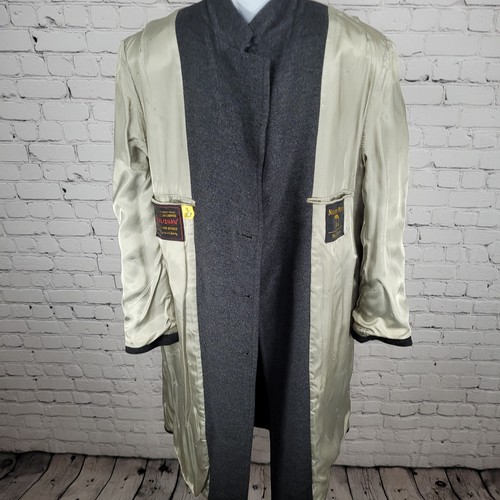 VTG Neiman Marcus Grey 100% Mongolian Cashmere Buttoned Over Coat Size Large L - Picture 5 of 20