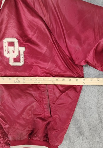 Oklahoma Sooners Jacket Mens XL Red Snap Long Sleeve OU Logo Bomber Vintage USA - Picture 5 of 15