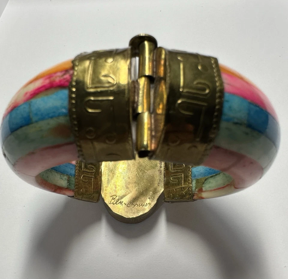 Signed Ben Amun Vintage Handcrafted Brass Piece Wide Bracelet - Image 4 of 4