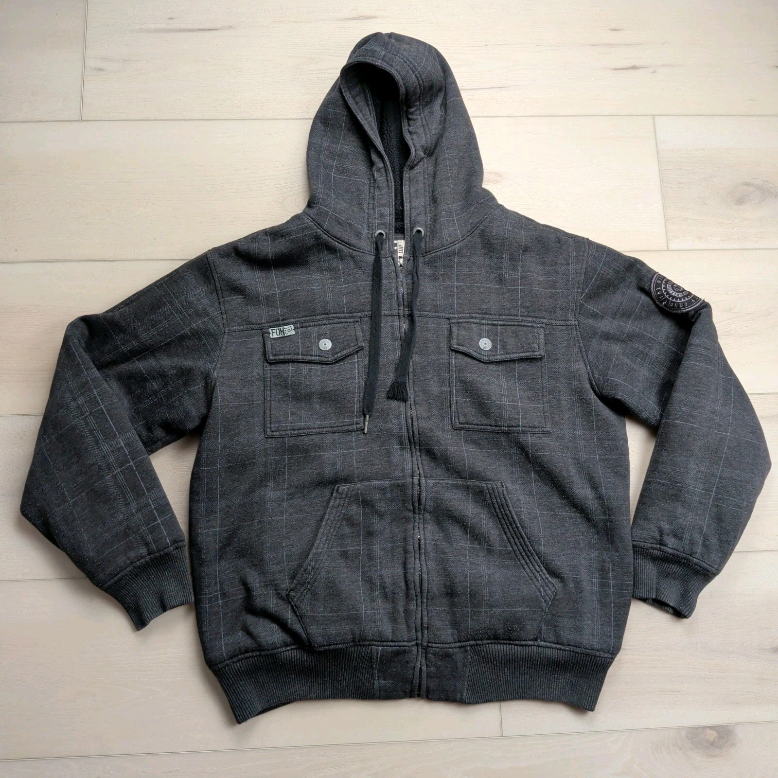 Fox Racing Created To Destroy Full Zip Hoodie Mens XL Sherpa Lined Jacket Gray