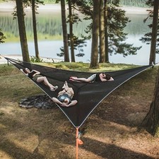 Multi Person Hammock Triangle Camping Swing Bed Hanging Tree Aerial Tent 2.8x2.8