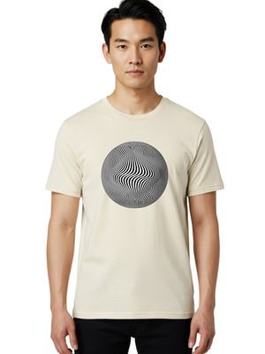 Optical-Illusion-Sphere Mens Graphic Tee, 100% Cotton, Casual Summer Wear