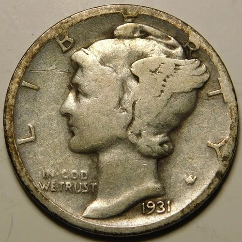 1931 D Mercury Dime 90% Silver G - VG   "Actual Coin Pictured - Not Cleaned"