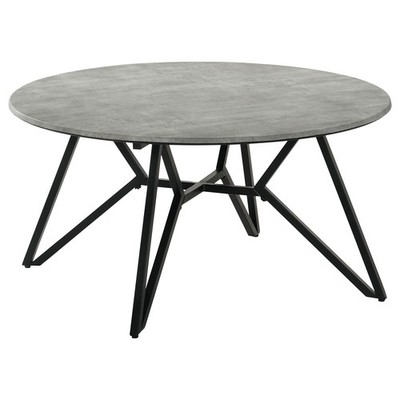 Coaster Hadi Round SmartTop Coffee Table Cement and Gunmetal 736178