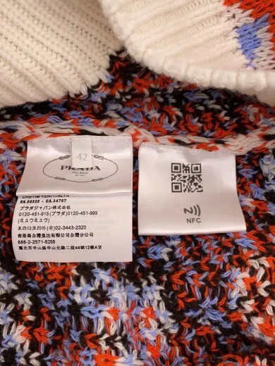 PRADA 22AW Neck Logo Cashmere Blend Sweatshirt Size 42 Wool Multicolor Print P26 thumbnail 4