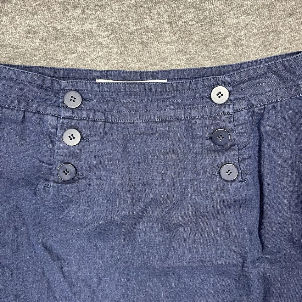 Minifalda Max Studio de lino para mujer 4 azul marino con botones delanteros marinero preppy Foto 2 de 4