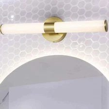 JONATHAN Y Brooks 20.13 in. 1-Light Brass Gold/White Iron LED Vanity Light