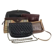 Dunhill BALLY Burberry ETRO Cartier Bag Leather Canvas 5 Set Black Auth yk19616