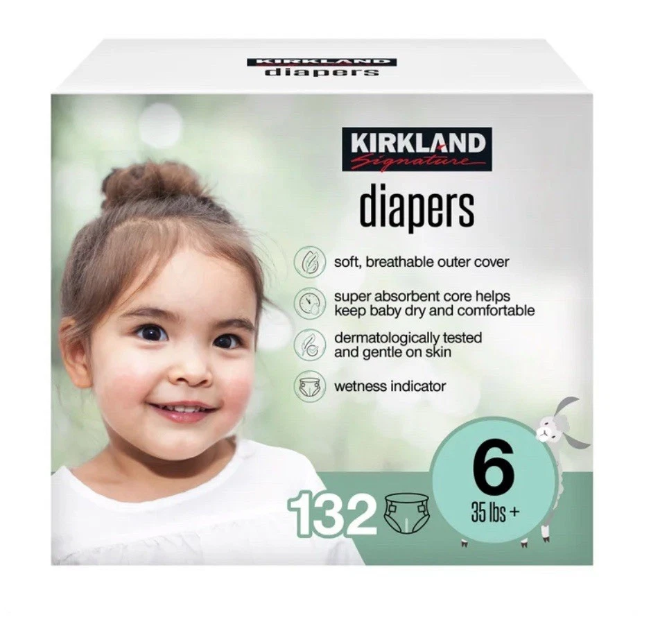 Kirkland Signature Baby Diapers Size 6 (35+ lbs) 132 Count - New & Sealed