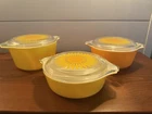 PYREX Sunflower Pattern Glass Bowl Set with Lids, Yellow Orange, 3-Piece
