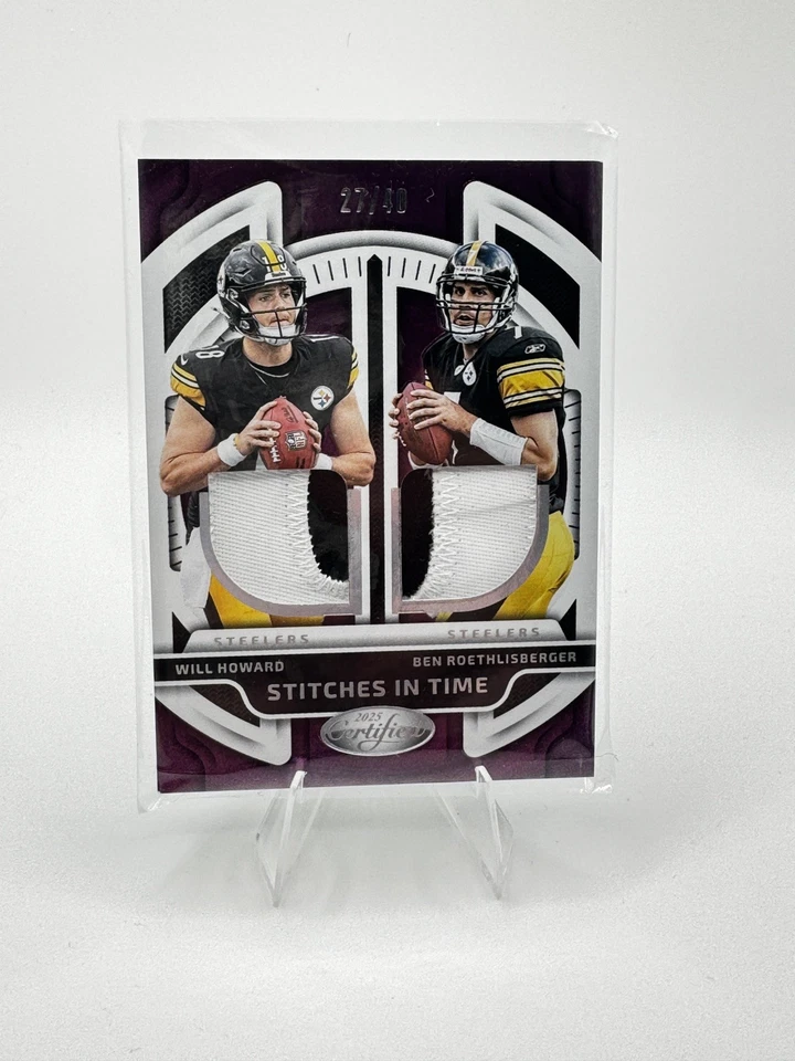 2025 сертифицированные Will Howard Ben Roethlisberger стежки во времени двойная реликвия /40 - Изображение 3 из 4