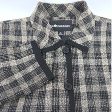 Sag Harbor Suit Women Black Beige Plaid Button Front Blazer Jacket Size 16 Lined