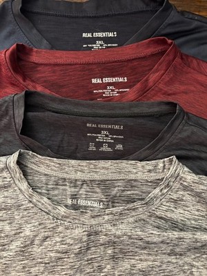 Real essentials Men s 3XL Polyester Men's Long Sleeve Athletic Shirt Lot Of 4